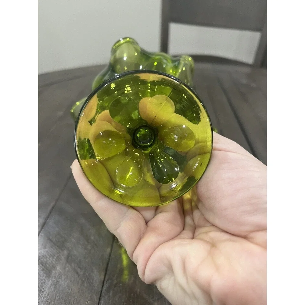 Viking Green Swung Glass‎ Handkerchief Vase 5.75